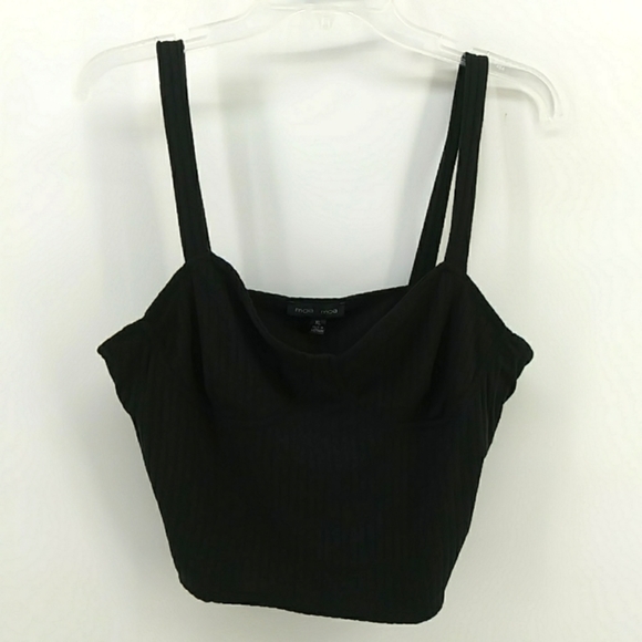 NWOT Moa Moa Ribbed Black Cup Crop Top XL - Picture 6 of 6